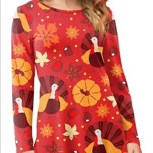 Womens Thanksgiving Day Long Sleeve Tunic Dress